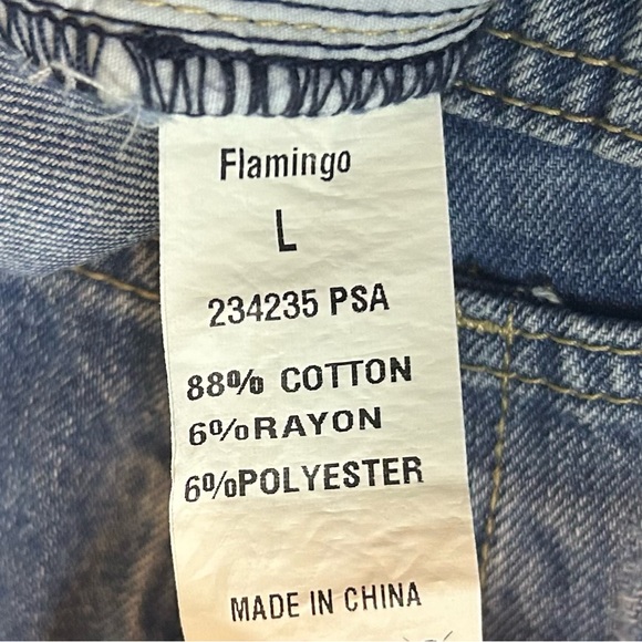 NWT Flamingo Womens Raw Hem Straight Leg Ankle Jeans Distressed Denim Size Large - Picture 8 of 10